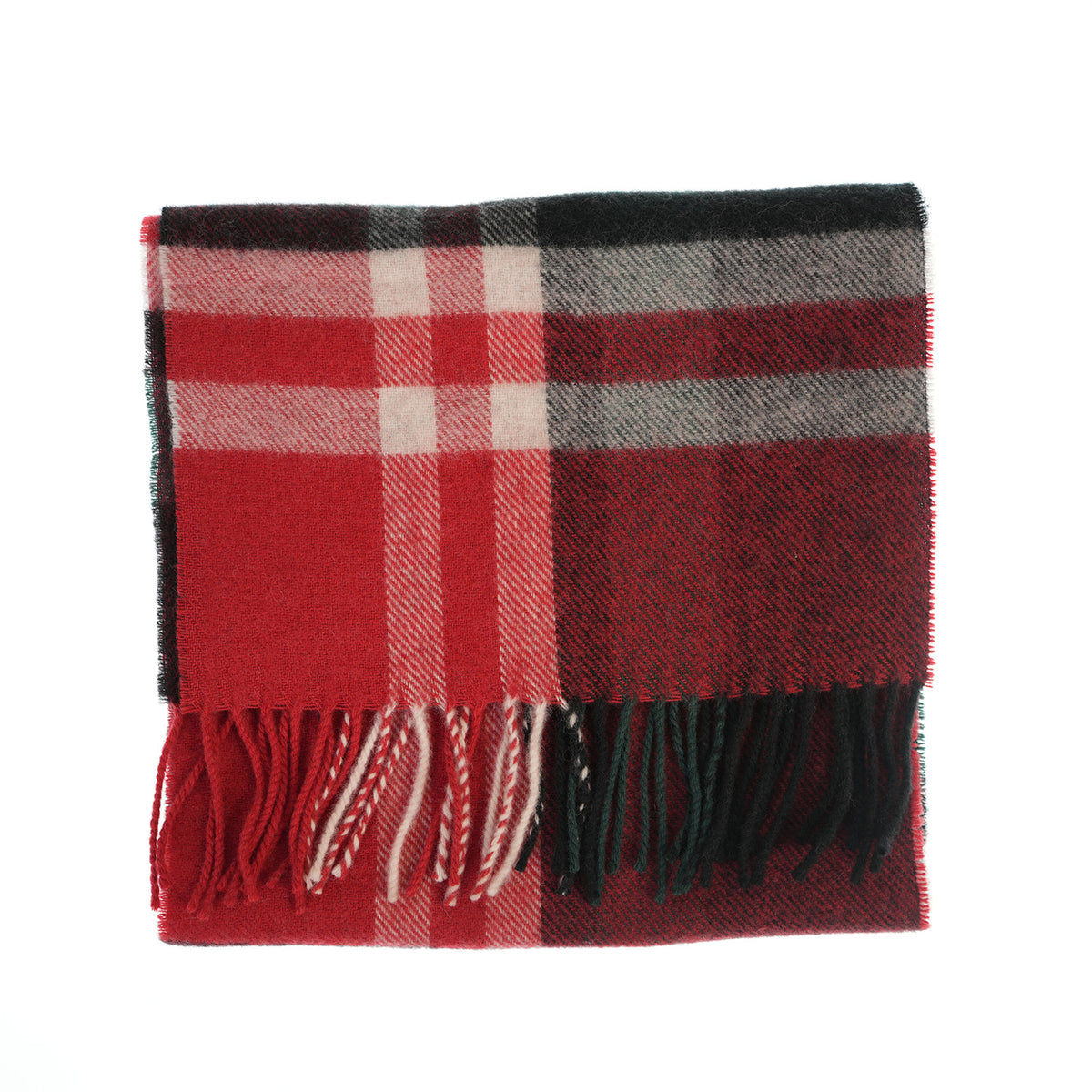 100% Lambswool Scarf – Traditional Tartan & Check Designs - Made in Scotland - Fashion Check Red/ Green