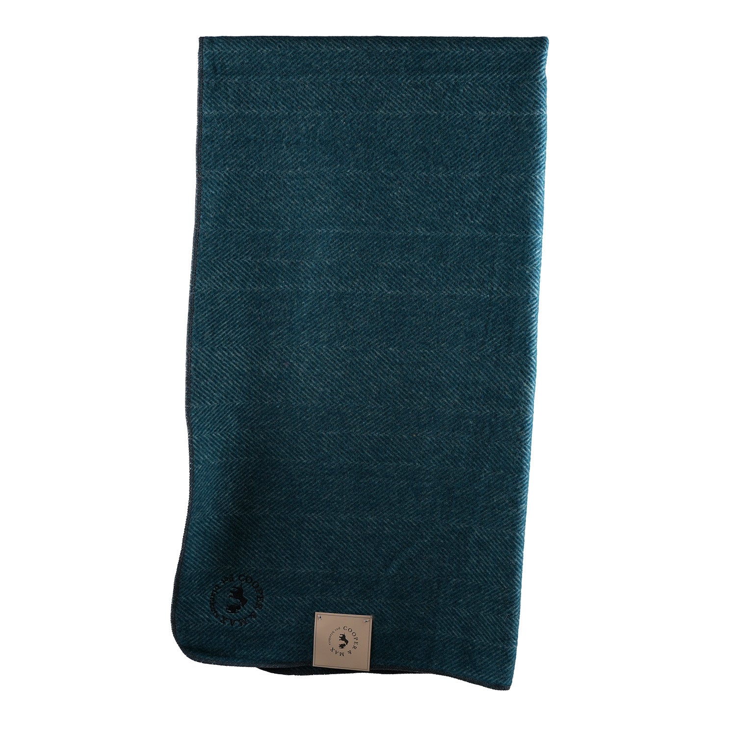 Recycled Wool Herringbone Pet Blanket – 150cm x 90cm - TURQUOISE