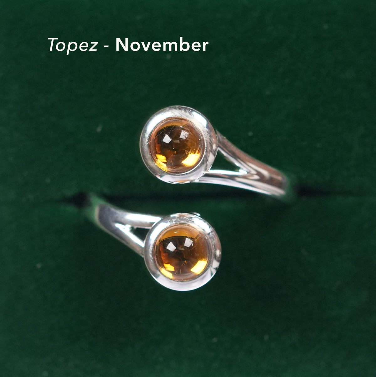 Art Pewter Celtic Birthstone Ring - Silver Plated Pewter - Made in Scotland - November (Topaz)