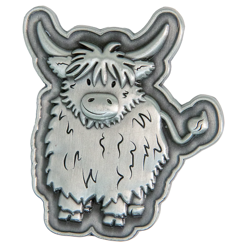 Brushed Metal Scottish Fridge Magnet – Highland Coo