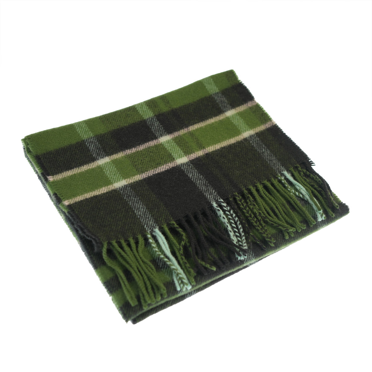 100% Lambswool Scarf – Traditional Tartan & Check Designs - Made in Scotland - Amy Green Black