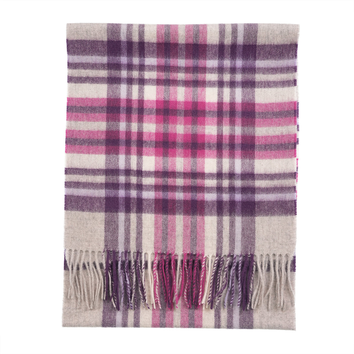 Heritage of Scotland 100% Lambswool Wide Scarf Soft Unisex Winter Wrap - Tartan & Check Designs - STEWART PURPLE