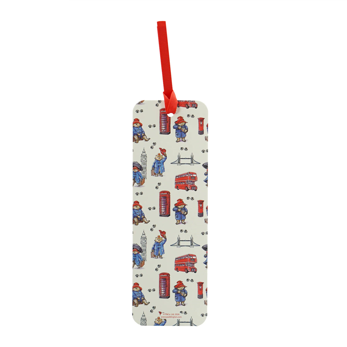 Paddington Bear London Paper Bookmark with Red Ribbon
