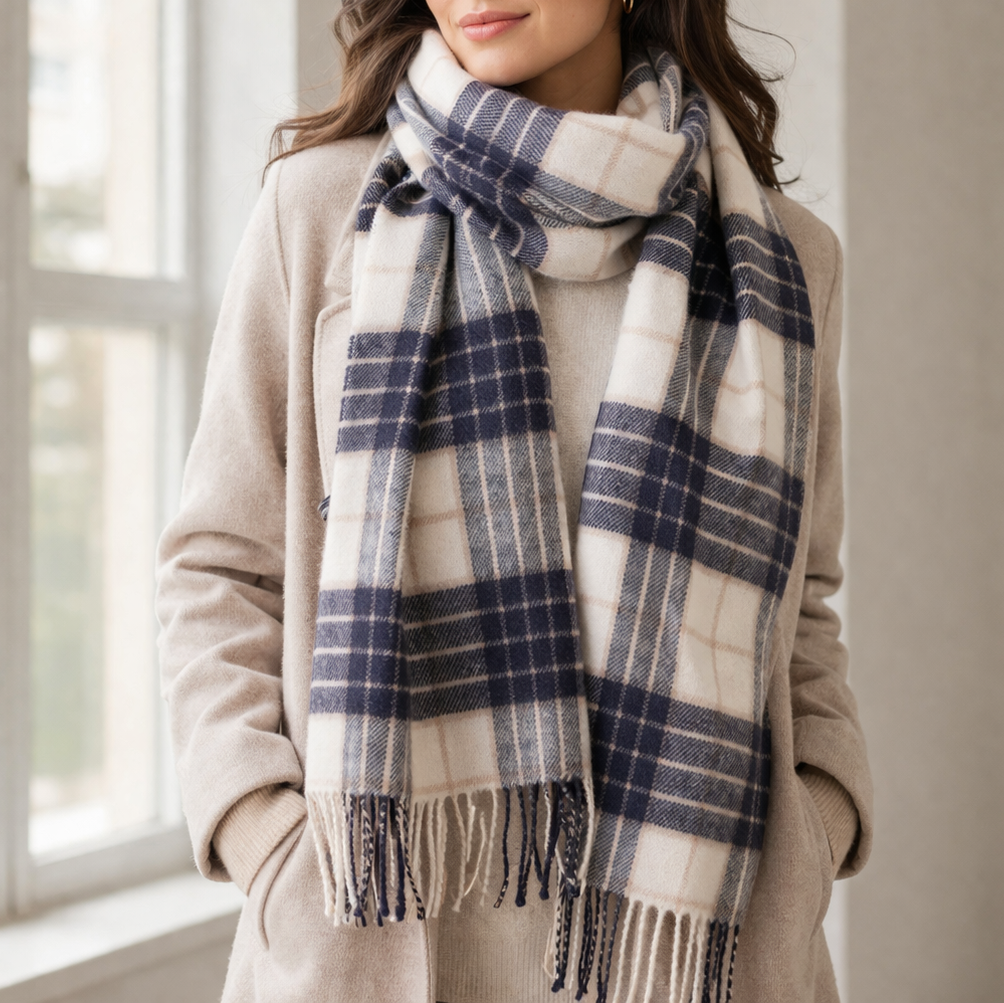 100% Lambswool Scarf – Traditional Tartan & Check Designs - Made in Scotland - Knockmore