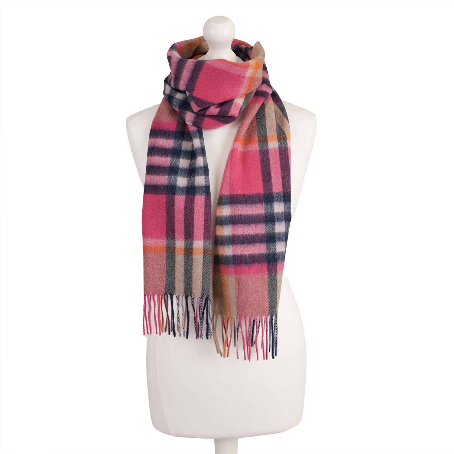 Edinburgh Cashmere Premium Lightweight Scarf - Ultra-Soft Luxury Wrap - CHEQUER TARTAN ASTRAL RASPBERRY
