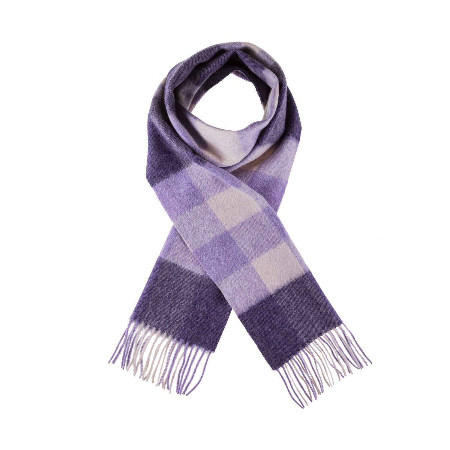 Edinburgh 100% Lambswool Scarf – Premium Soft Wool Wrap - BURSTED CHECK LAVENDER