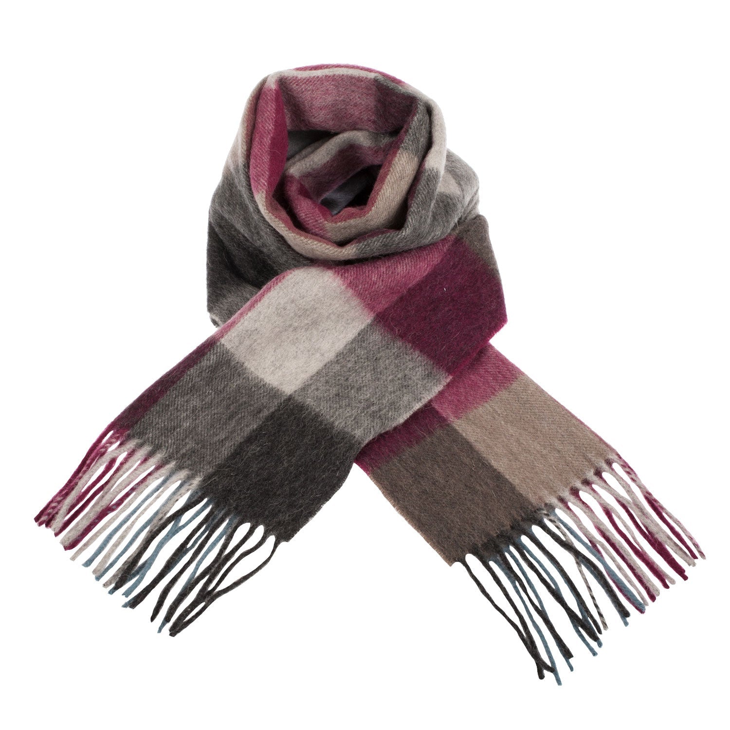 Edinburgh 100% Lambswool Scarf – Premium Soft Wool Wrap - CHECKERS - BURGUNDY