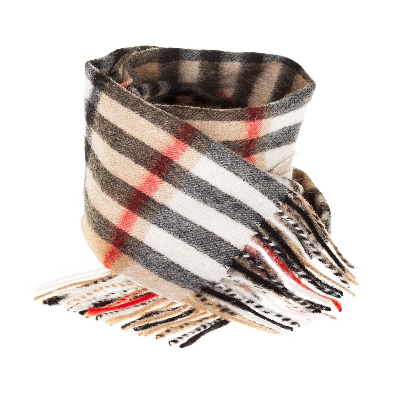 Edinburgh 100% Lambswool Scarf – Premium Soft Wool Wrap - CHEQUER CAMEL AND GREY (24538)