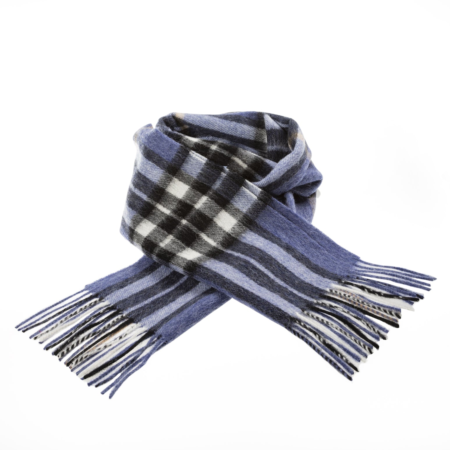 Edinburgh 100% Lambswool Scarf – Premium Soft Wool Wrap - ENLARGED OFF CTR SCOTTY THOM DENIM