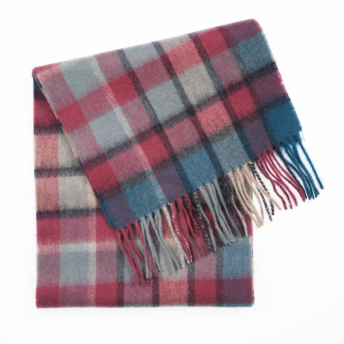 Edinburgh 100% Lambswool Scarf – Premium Soft Wool Wrap - ARTILLERY CHECK ASHLEY BLUE/PINK
