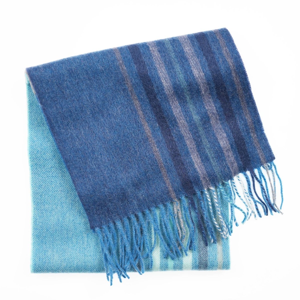 Edinburgh 100% Lambswool Scarf – Premium Soft Wool Wrap - BARCODE CHECK - AQUA BLUE