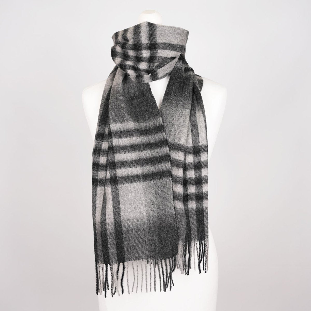 Edinburgh 100% Lambswool Scarf – Premium Soft Wool Wrap - CHEQUER TARTAN DK GREY