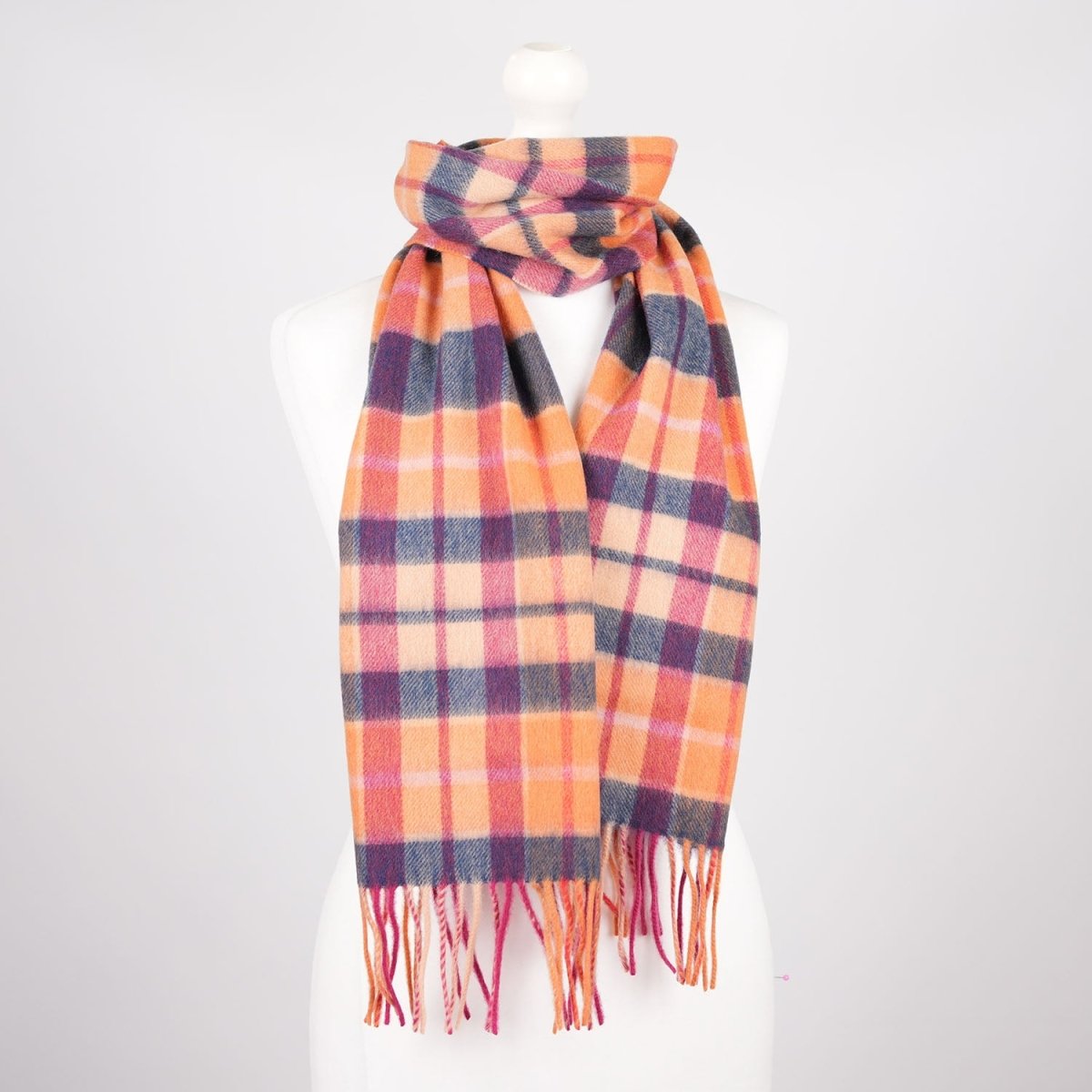 Edinburgh 100% Lambswool Scarf – Premium Soft Wool Wrap - GINGER CHECK