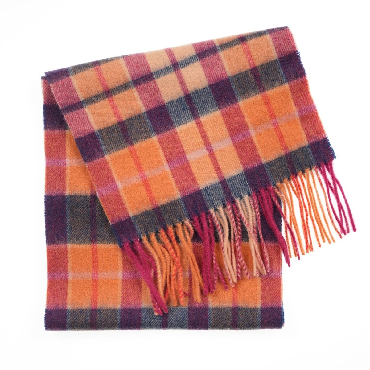 Edinburgh 100% Lambswool Scarf – Premium Soft Wool Wrap - GINGER CHECK