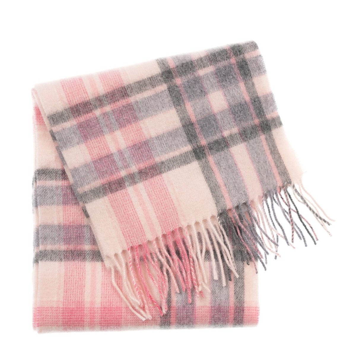 Edinburgh 100% Lambswool Scarf – Premium Soft Wool Wrap - HENOLD - LT PINK/DERBY GREY