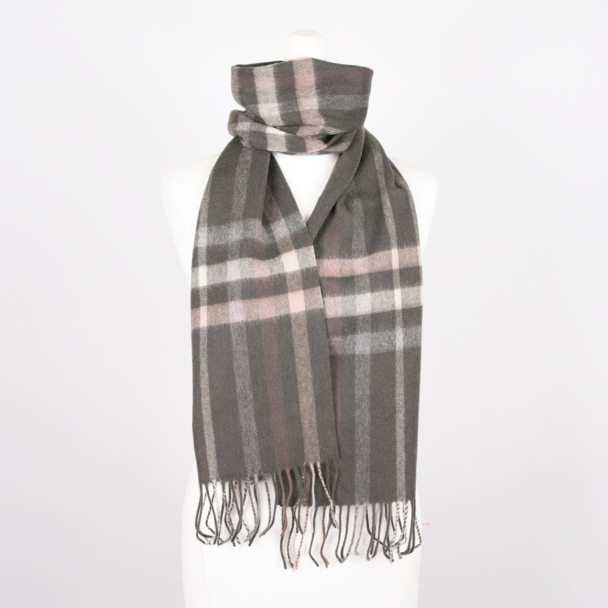 Edinburgh 100% Lambswool Scarf – Premium Soft Wool Wrap - OVERSIZED CHECK TAUPE