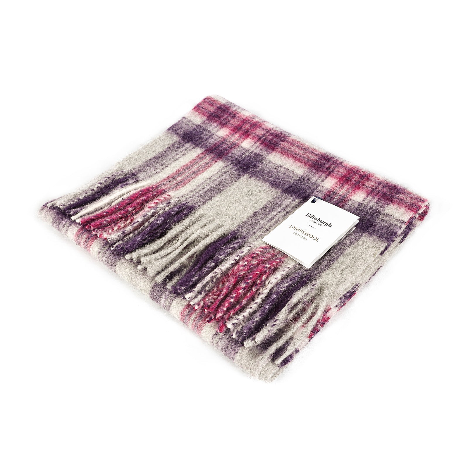 Edinburgh 100% Lambswool Scarf – Premium Soft Wool Wrap - STEWART PURPLE