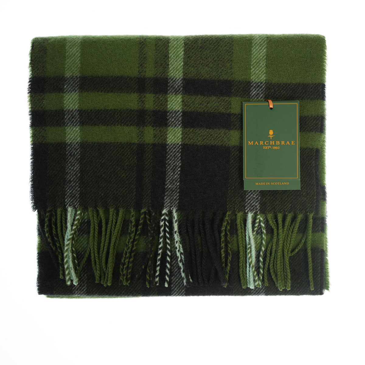100% Lambswool Scarf – Traditional Tartan & Check Designs - Made in Scotland - Amy Green Black