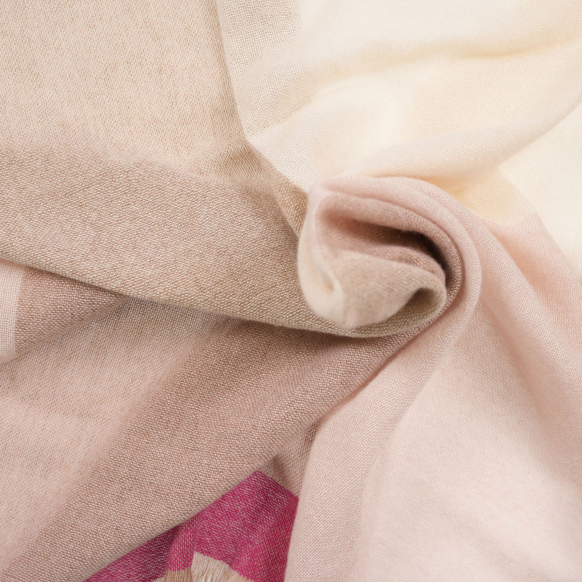 Earthy Block 100% Cashmere Square Scarf - PINK