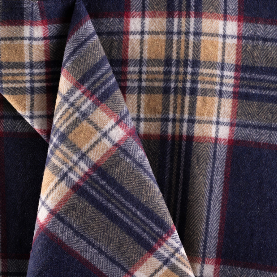 Scottish Tartan Wool-Blend Blanket Throw – Highland Comfort - Highland Wool Blend Tartan Blanket Throw - STEWART NAVY