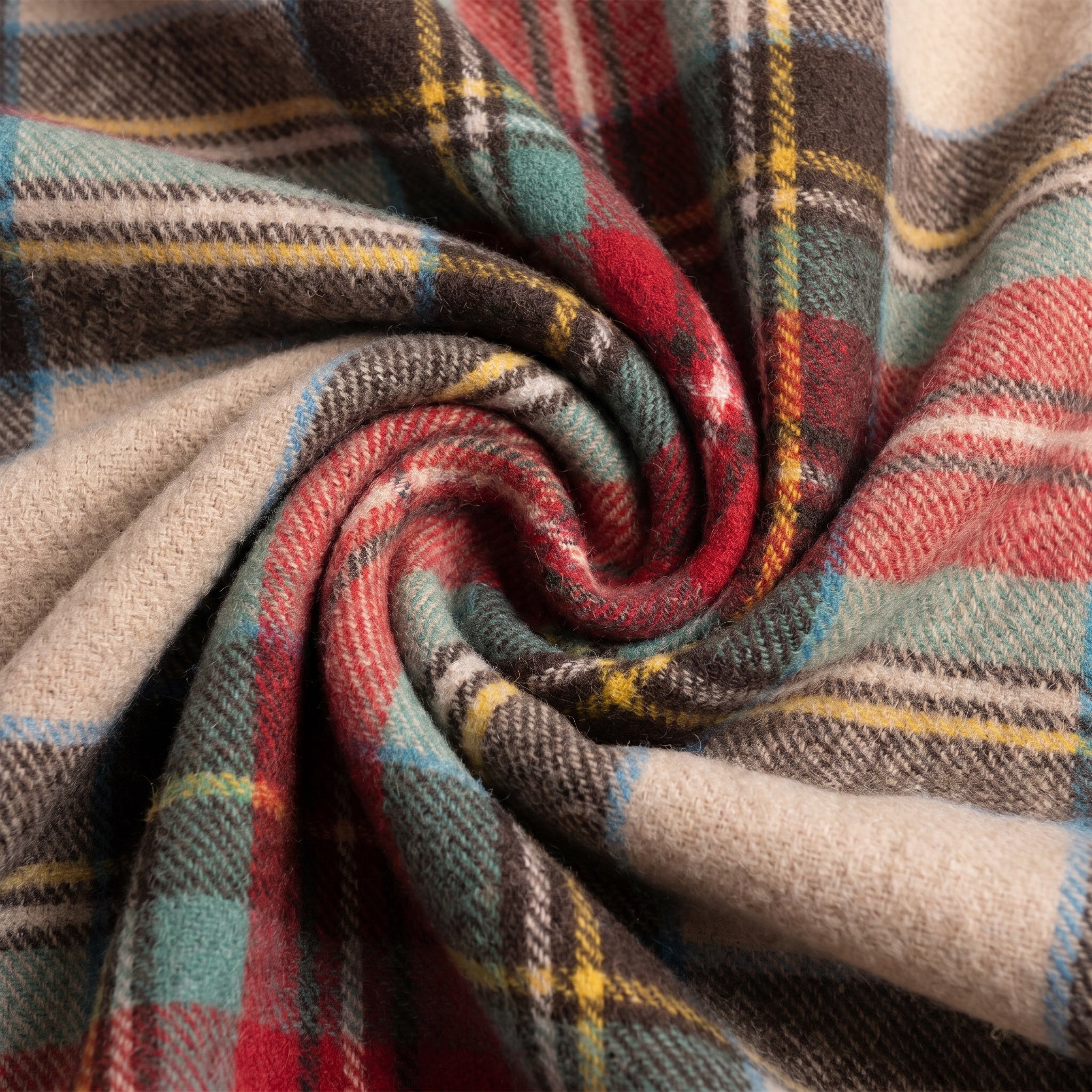 Balmoral Highland Wool Blend Scottish Tartan Blanket Throw - Recycled Wool - 155 x 190 cm - STEWART DRESS ANTIQUE