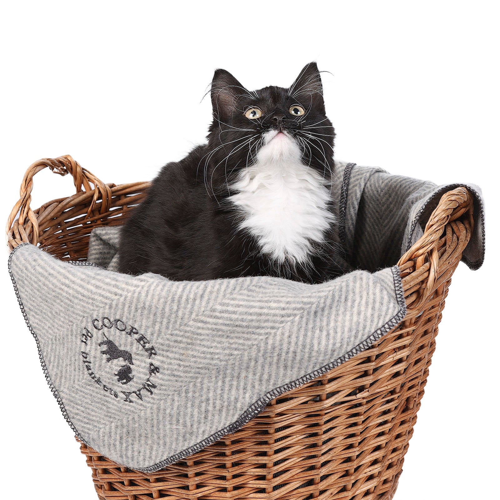 Recycled Wool Herringbone Pet Blanket – 150cm x 90cm - GREY MEDIUM