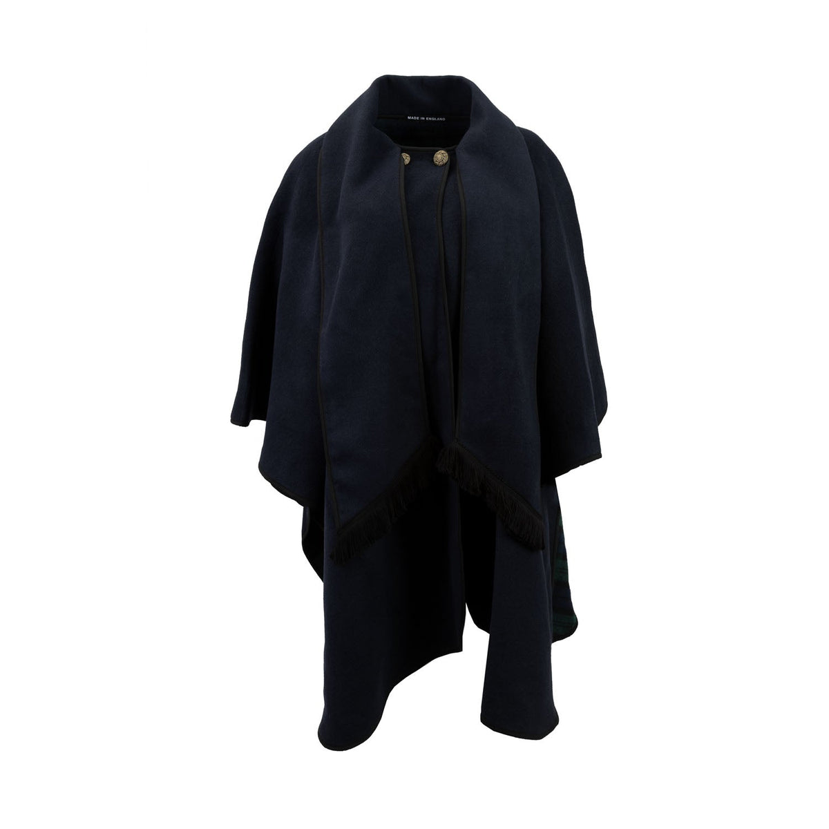Heritage of Scotland Ladies Warm Reversible Wool Blend Cape - NAVY/BLACK WATCH