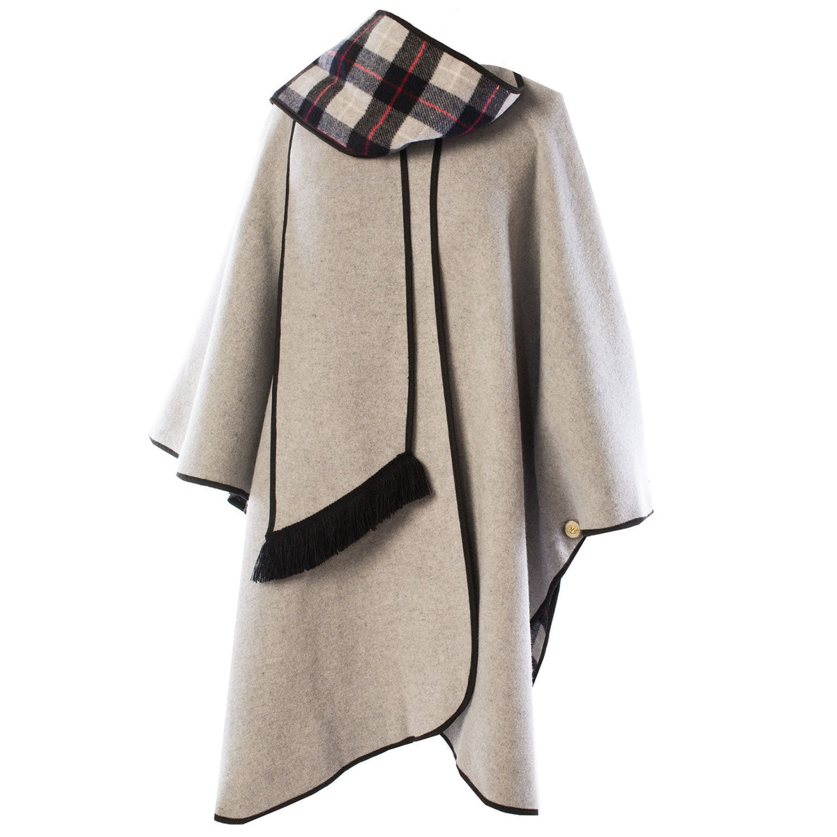 Heritage of Scotland Ladies Warm Reversible Wool Blend Cape - SILVER