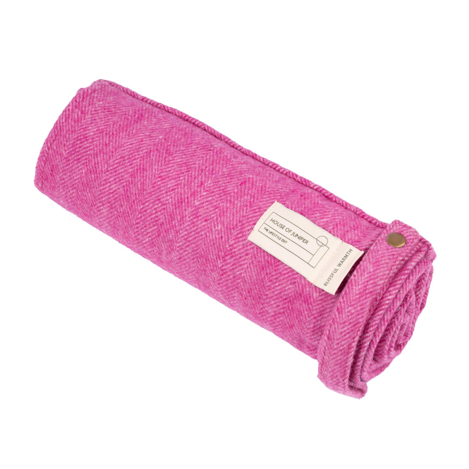 Woodside Check Foldaway Picnic Blanket with Carry Strap – Recycled Wool - PURPLE