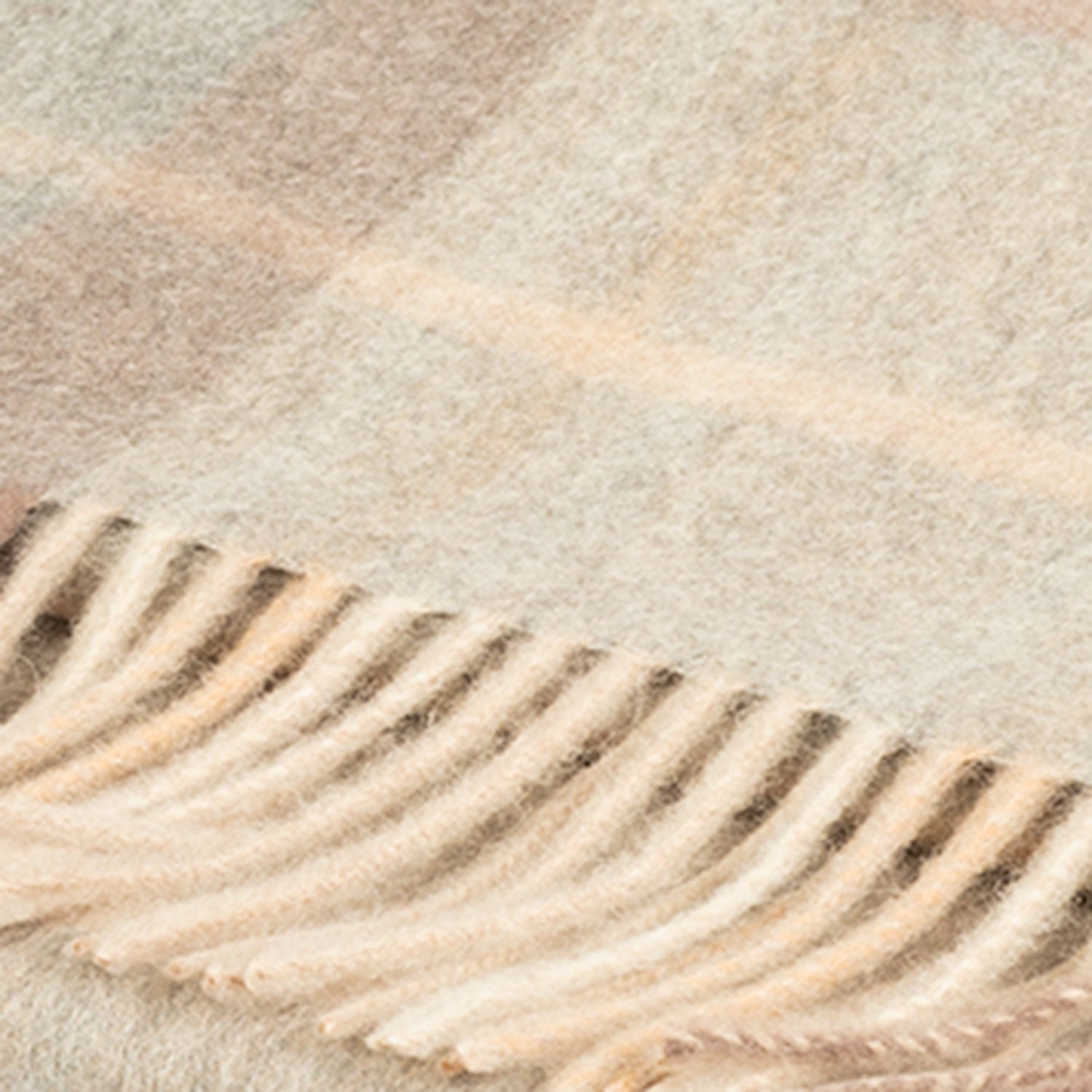 100% Cashmere Wide Tartan Scarf Mackellar Natural