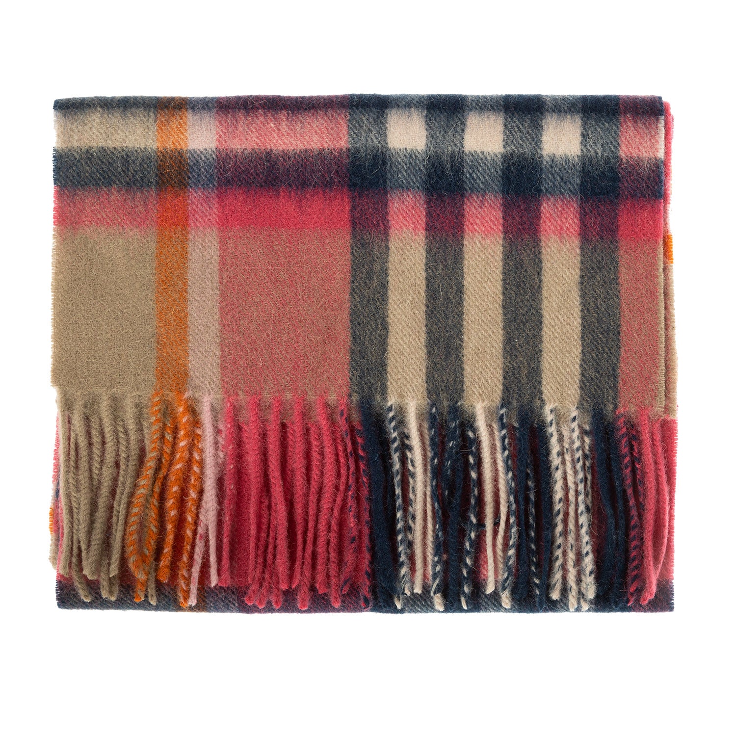 Edinburgh 100% Lambswool Tartan Scarf Chequer Tartan Astral/Raspberry
