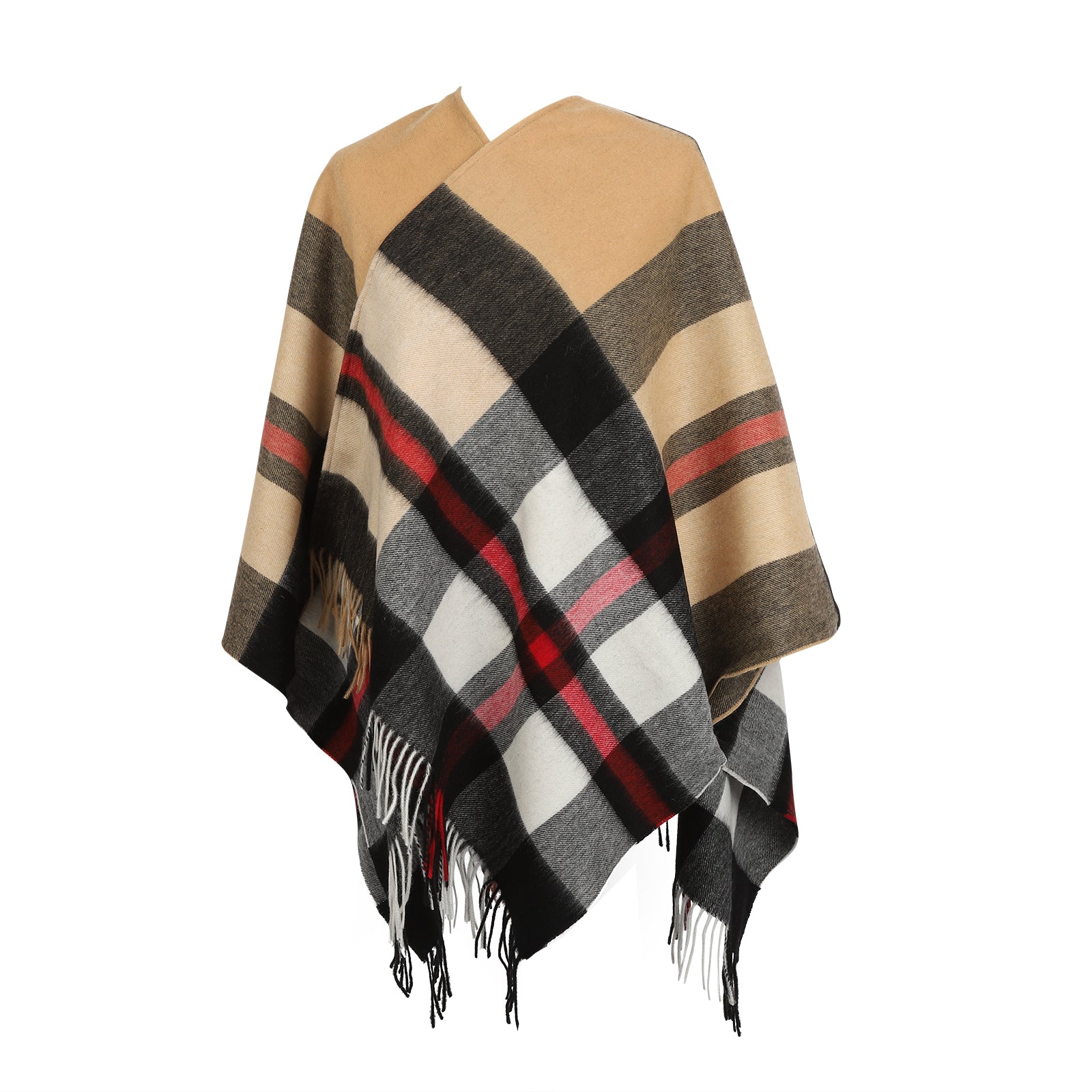 Chequer Tartan 90/10 Cashmere Mini Cape Exploded Vicuna Tartan