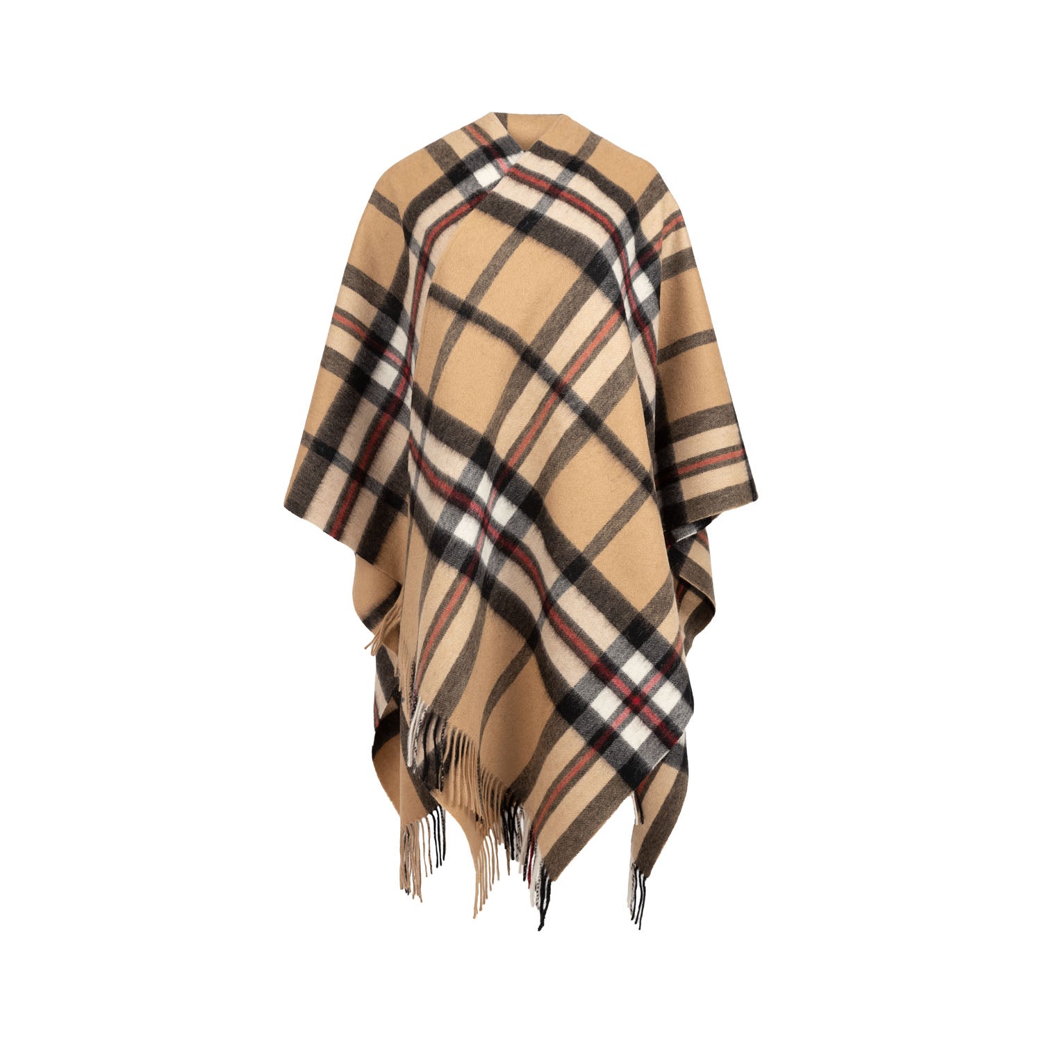 Edinburgh Lambswool Long Tartan Cape Exploded Thomson Camel