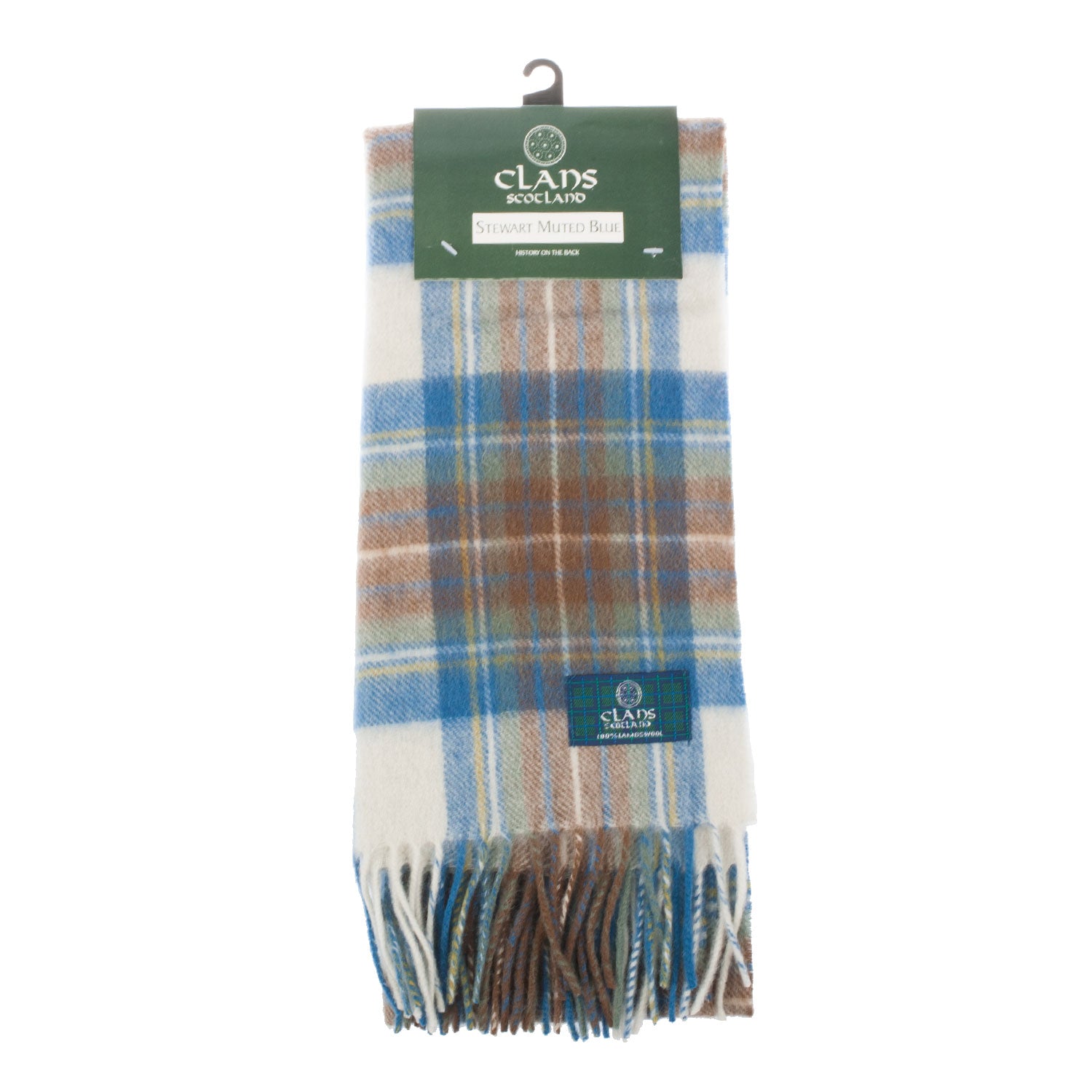 Lambswool Scottish Tartan Clan Scarf Stewart Muted Blue