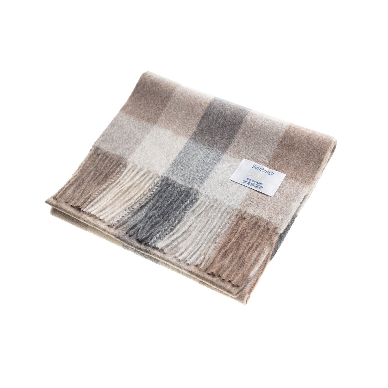 Edinburgh Cashmere Scarf 5 Square Tartan - Brown/Black