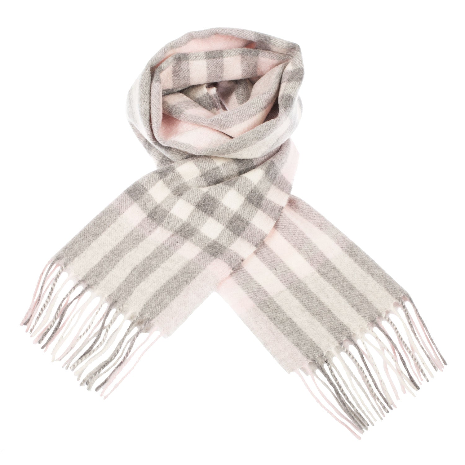 Edinburgh Cashmere Scarf Chequer Tartan - Pink/Grey
