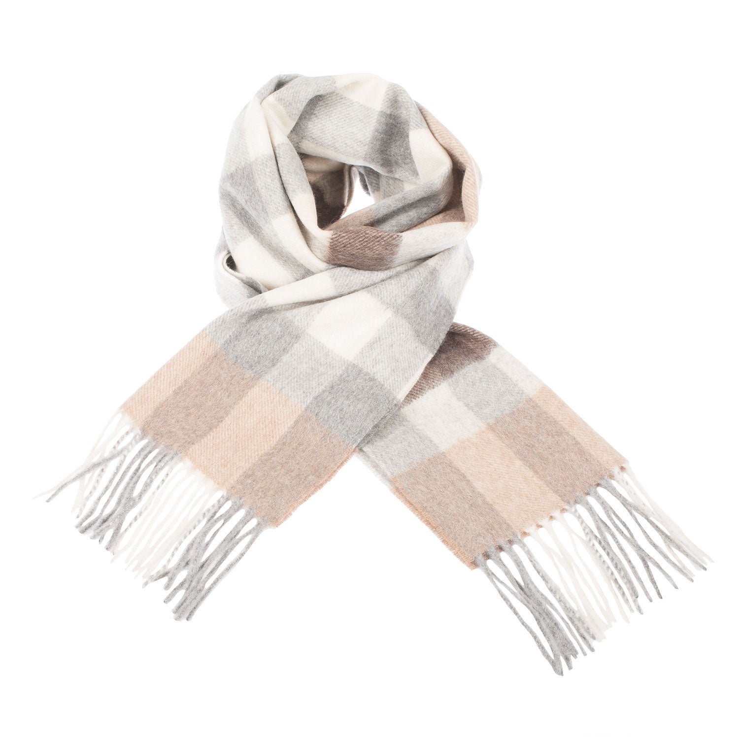 Edinburgh Cashmere Scarf Giant Chequer - Linen/Uniform