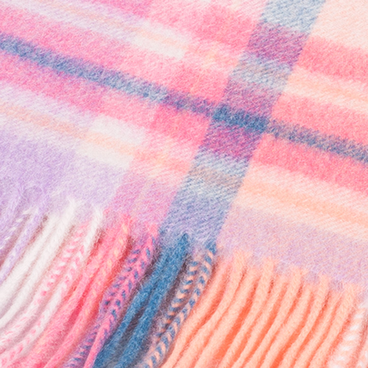 Edinburgh Cashmere Scarf Molton Check - Coral/Heather