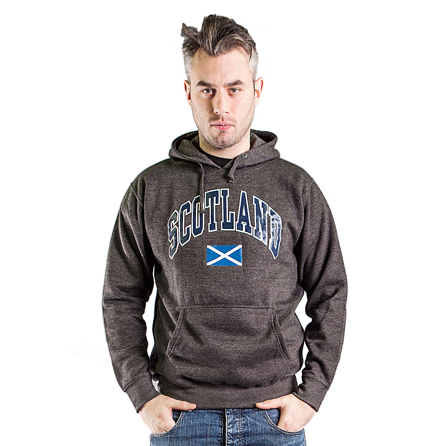 Scotland Harvard Print Hooded Top Charcoal