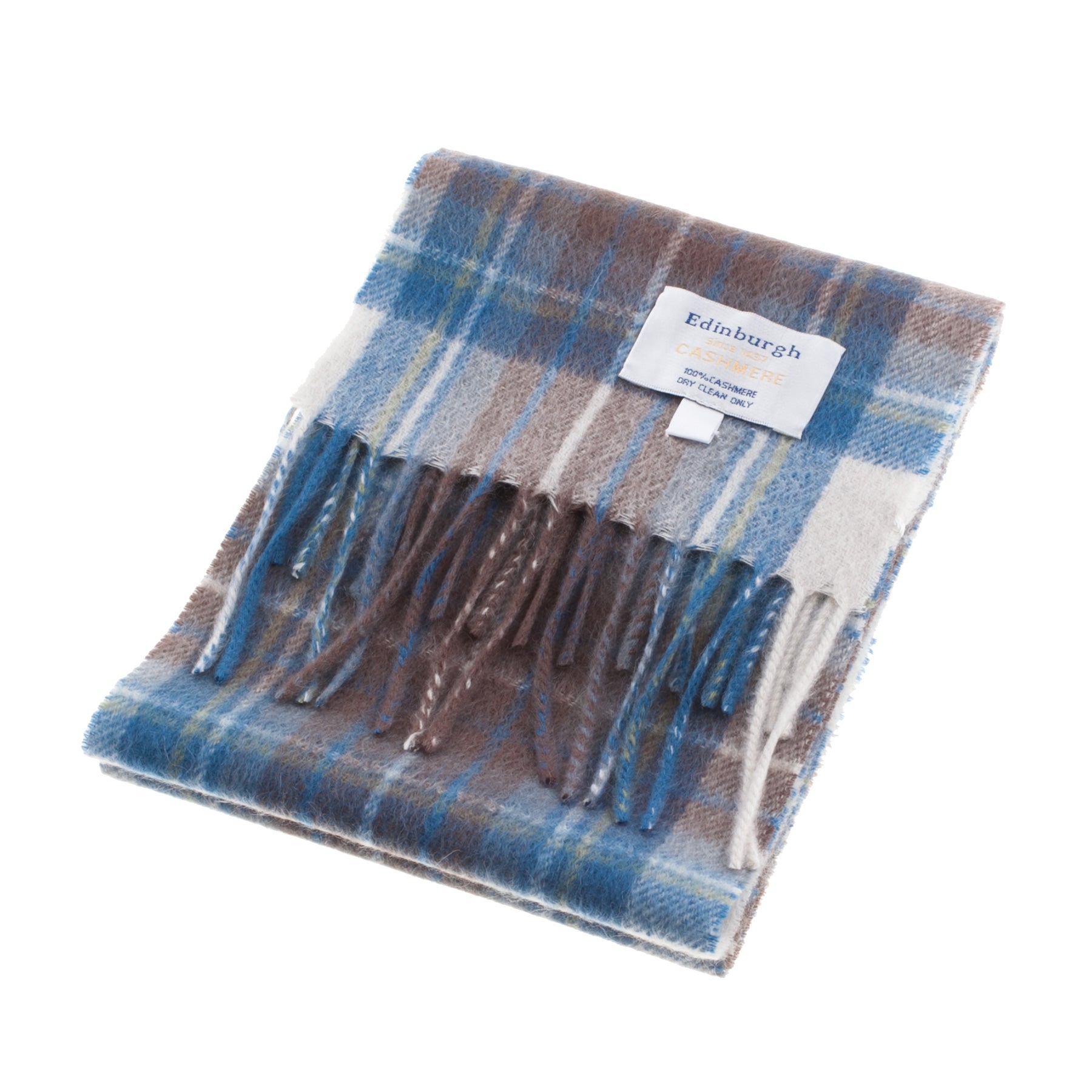 Cashmere Tartan Mini Scarf Stewart Muted Blue