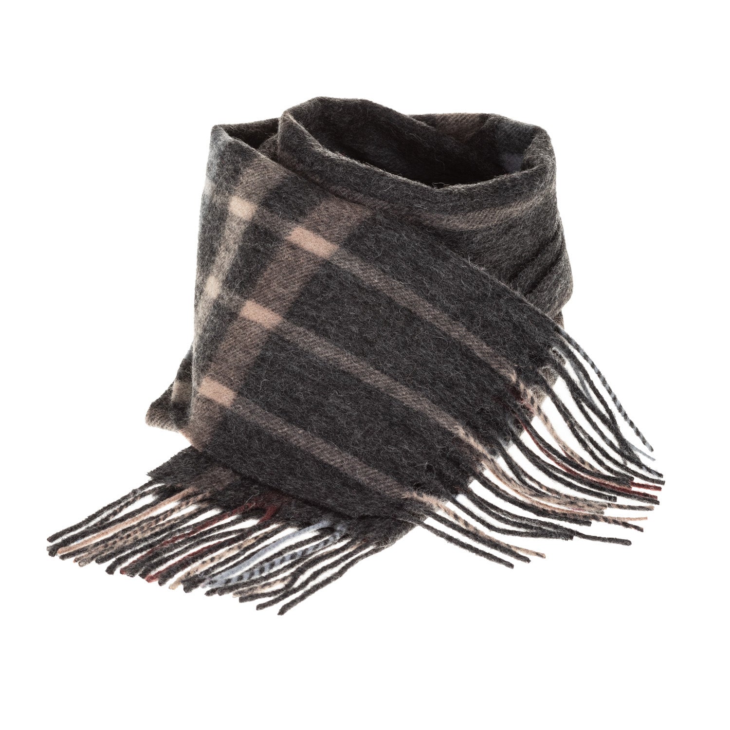 Edinburgh 100% Lambswool Tartan Scarf Oversized Check Taupe