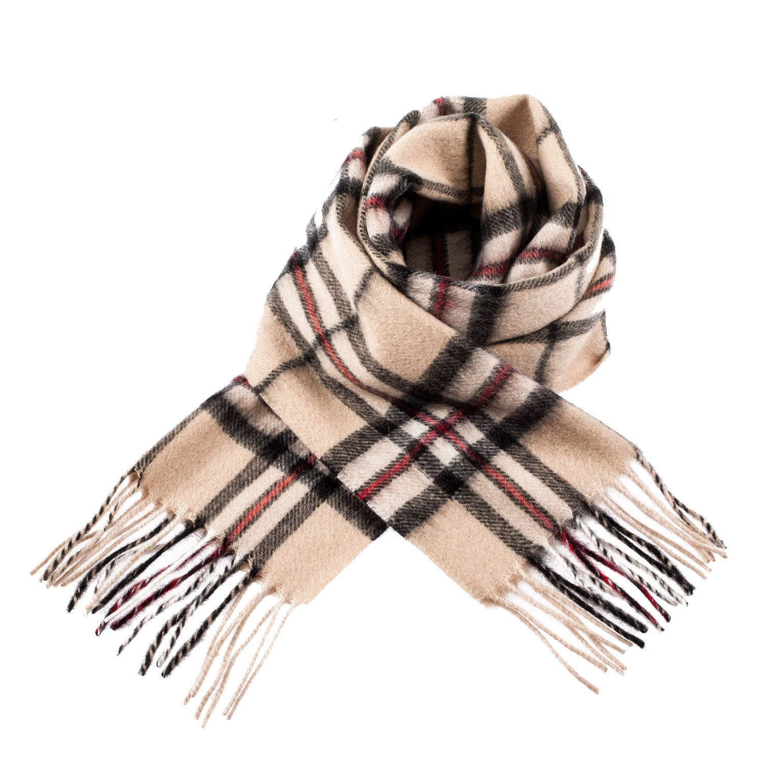 Edinburgh 100% Lambswool Tartan Scarf Thomson Light Beige