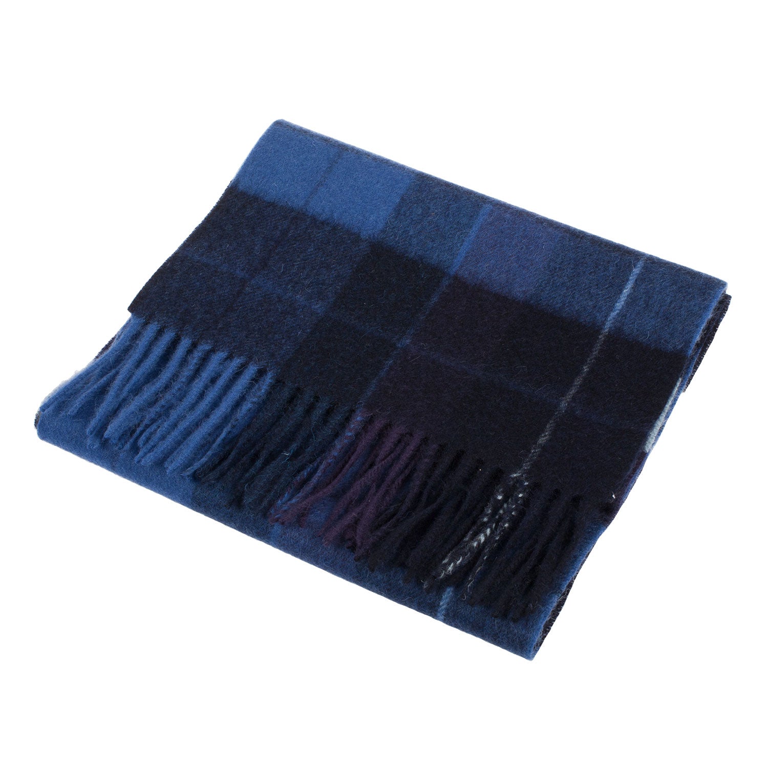 Edinburgh 100% Lambswool Tartan Scarf Mixed Check - Blue