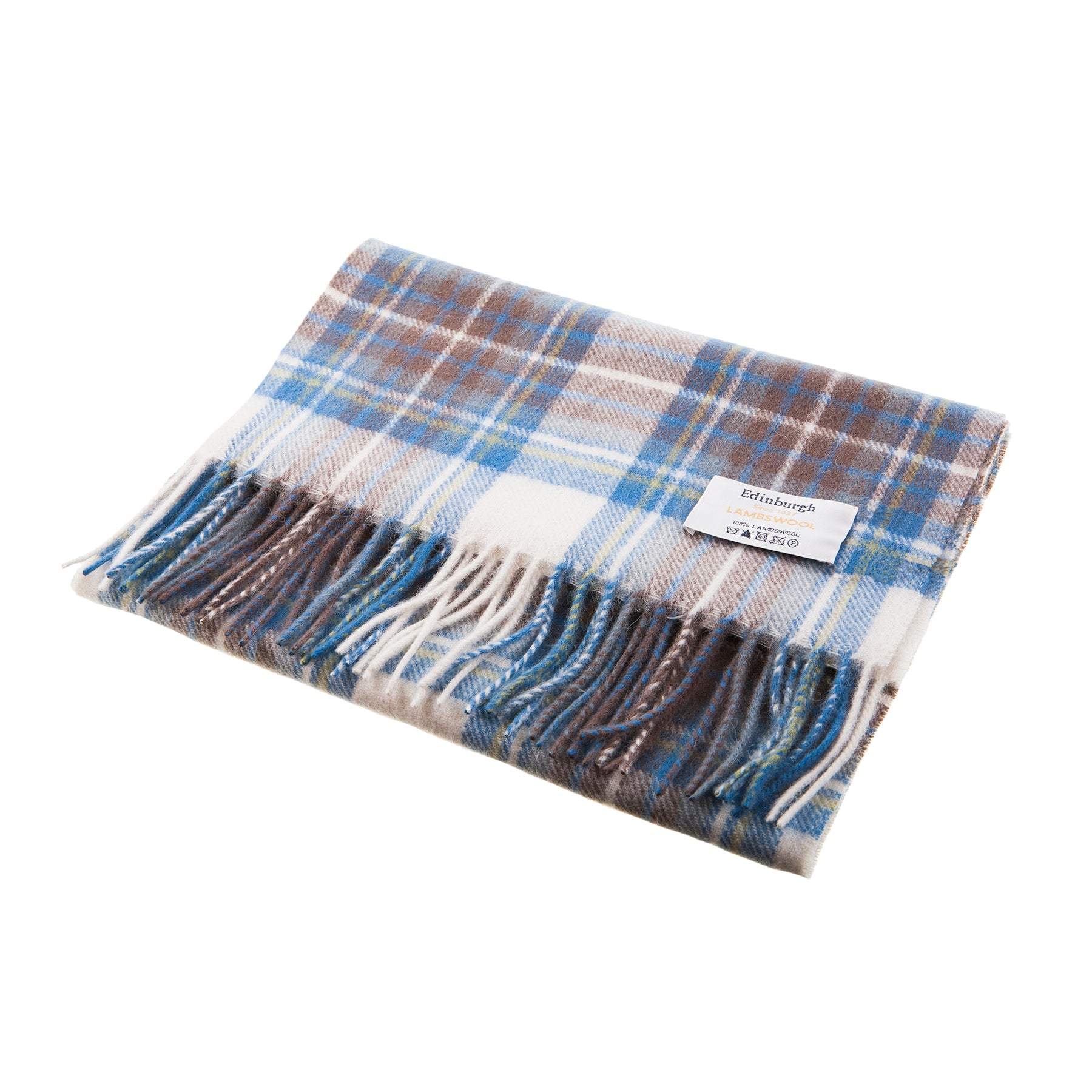 Edinburgh 100% Lambswool Tartan Scarf Stewart Muted Blue