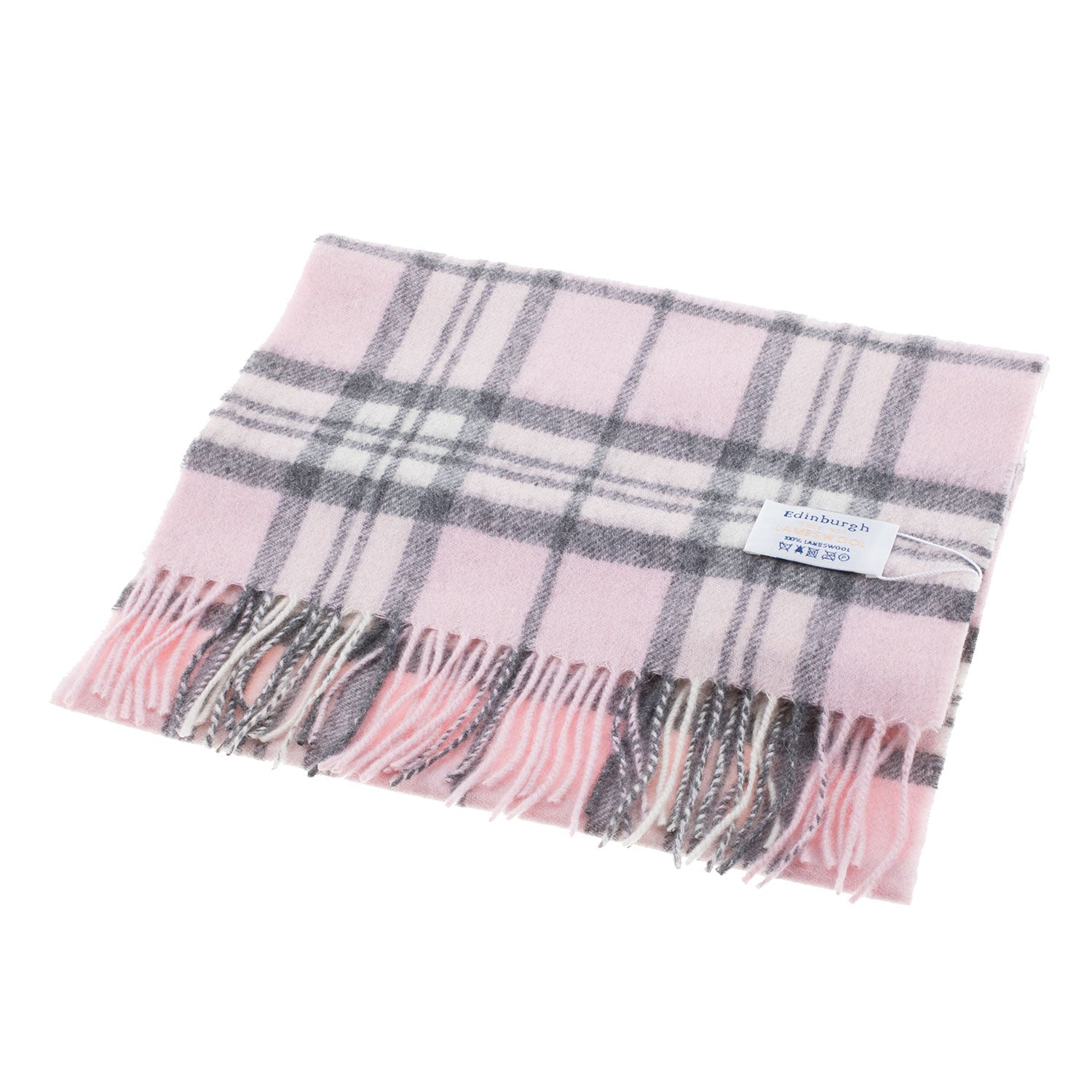 Edinburgh 100% Lambswool Tartan Scarf Thomson Pale Pink