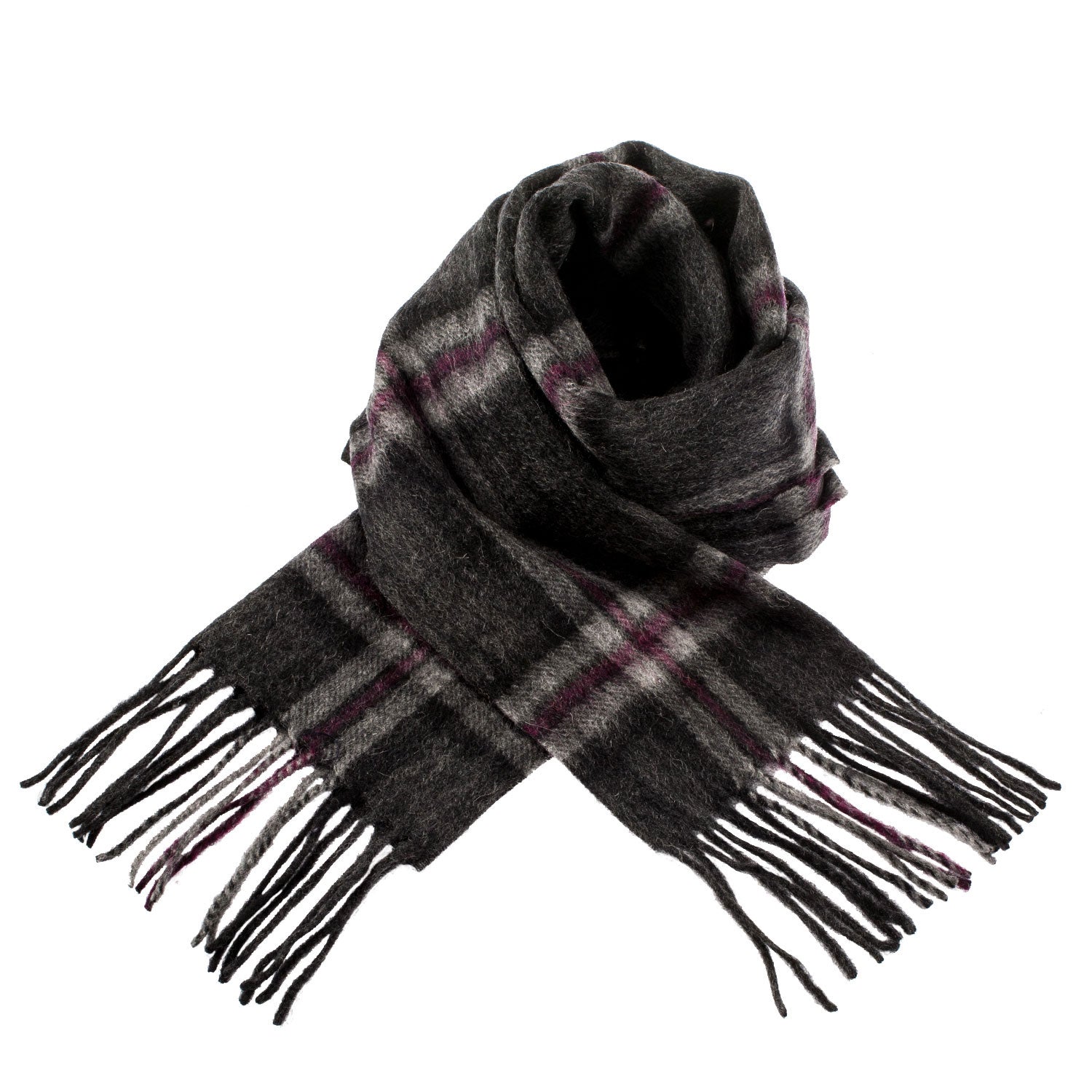 Edinburgh 100% Lambswool Tartan Scarf Thomson Charcoal