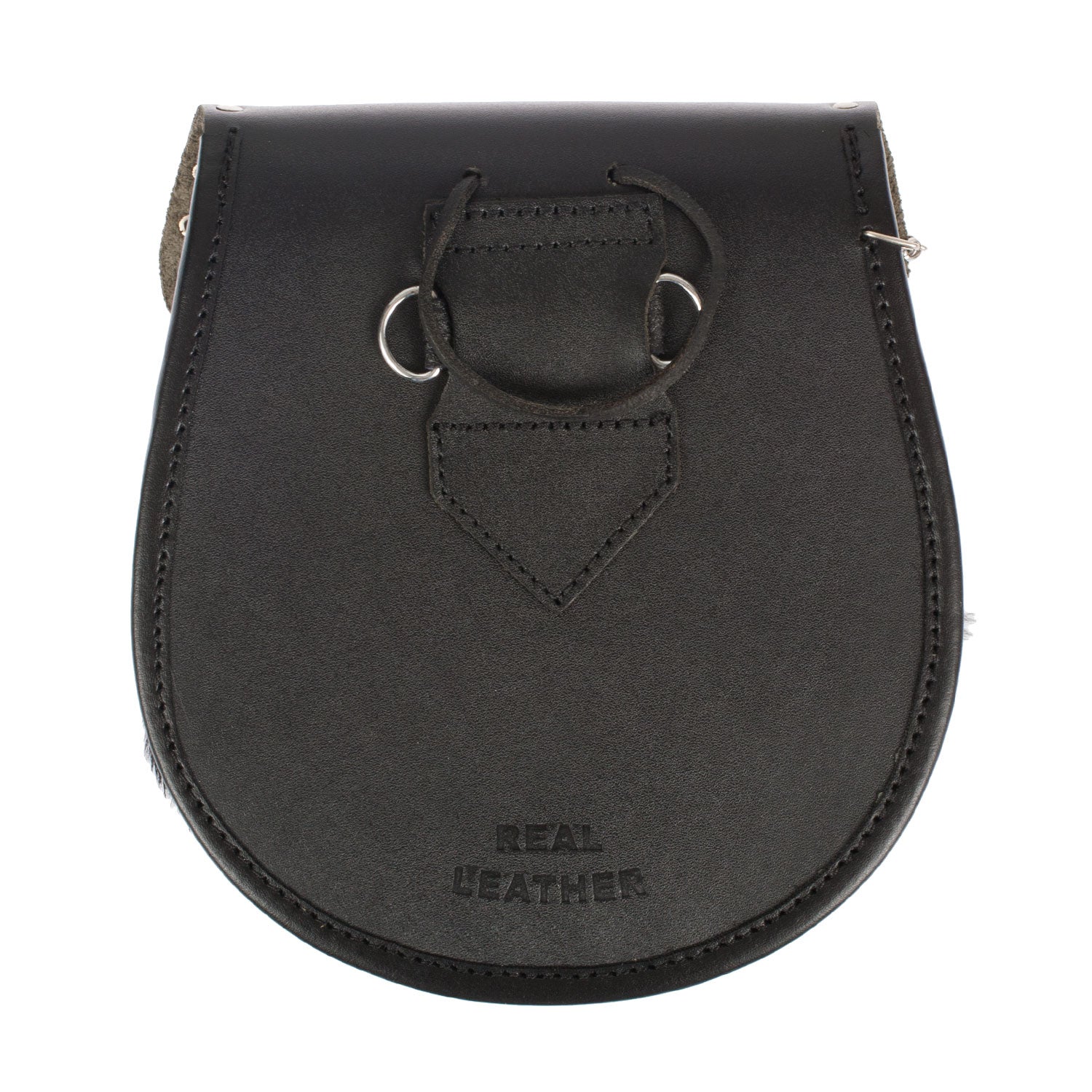 Half Dress Studded Pin And Chain Sporran Rabbit Fur (Black)