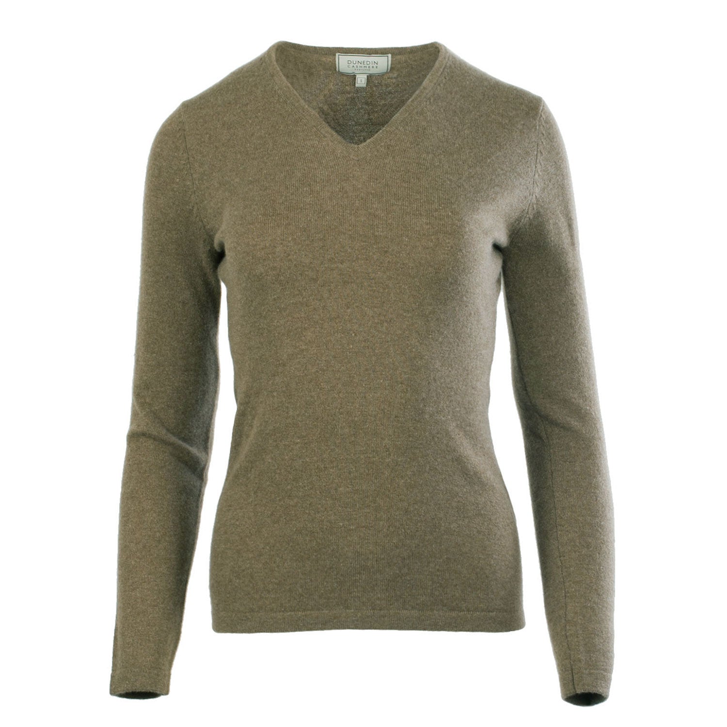 100% Cashmere Women's Fashion V-Neck Jumper Olive