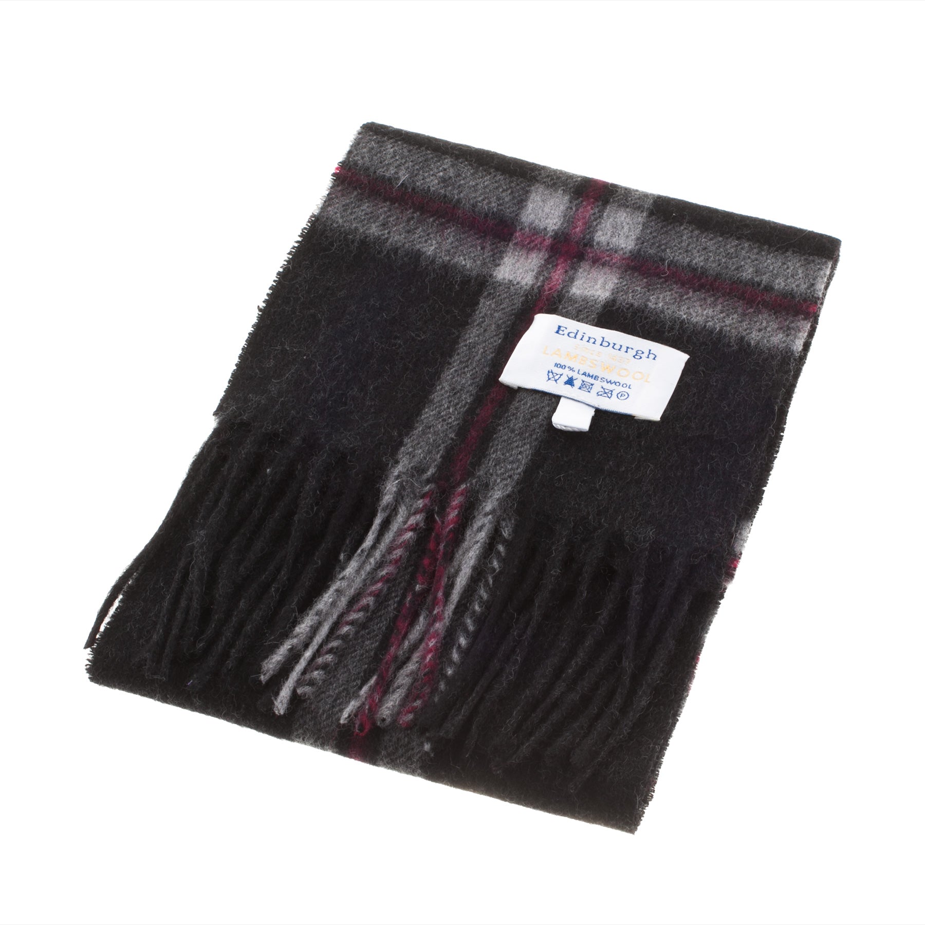 Lambswool Tartan Mini Scarf Thomson Charcoal