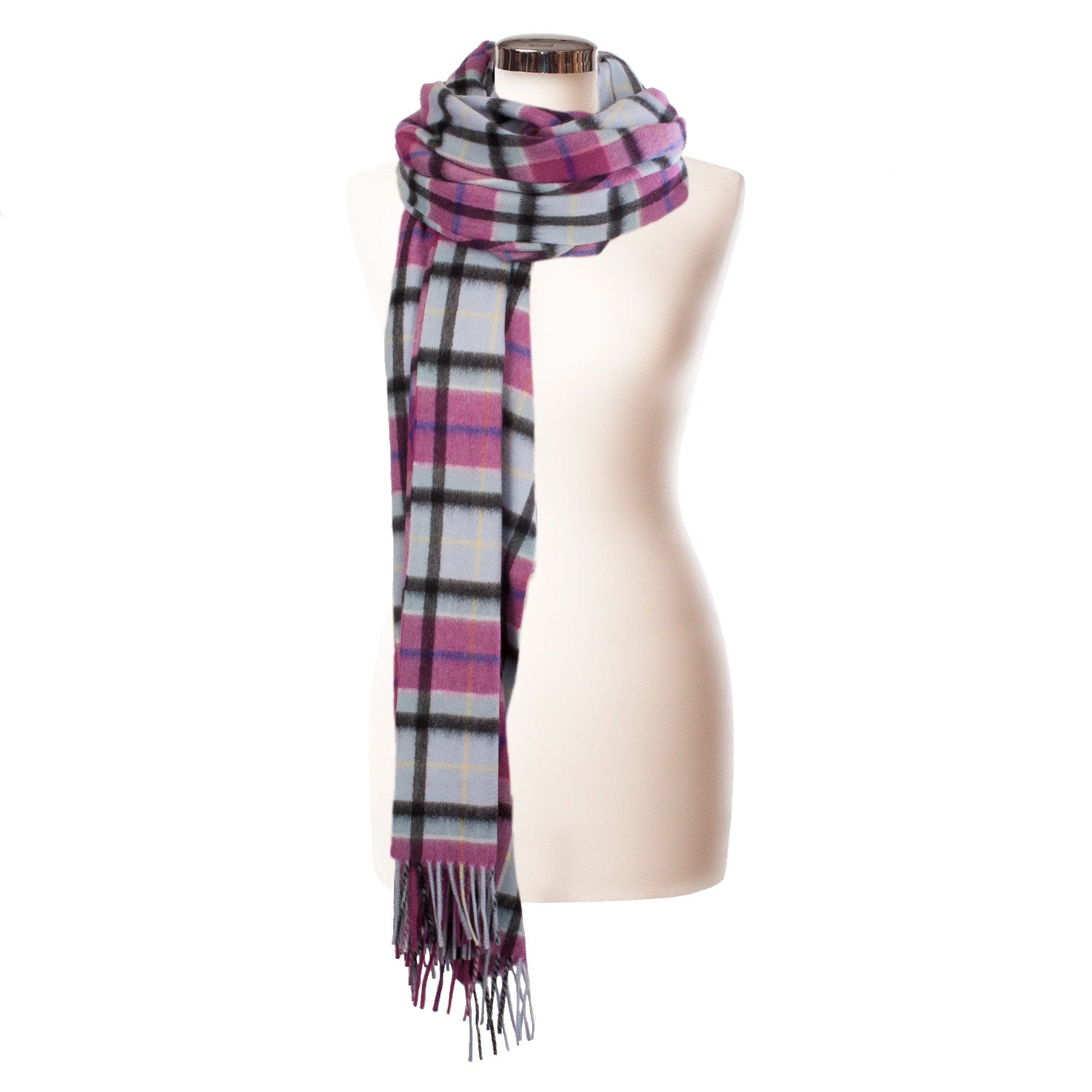 Cashmere Tartan Multicolour Stole Light Blue Check